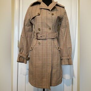 Y2K Express Plaid Trench Coat Size Small